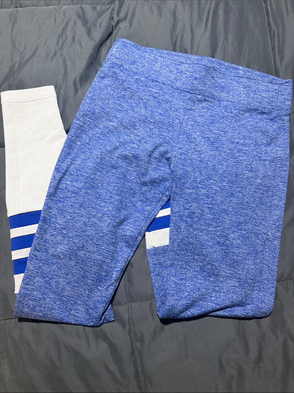 Bombshell sportswear OG heathere Blue Athletic Leggings with White Stripe Detail